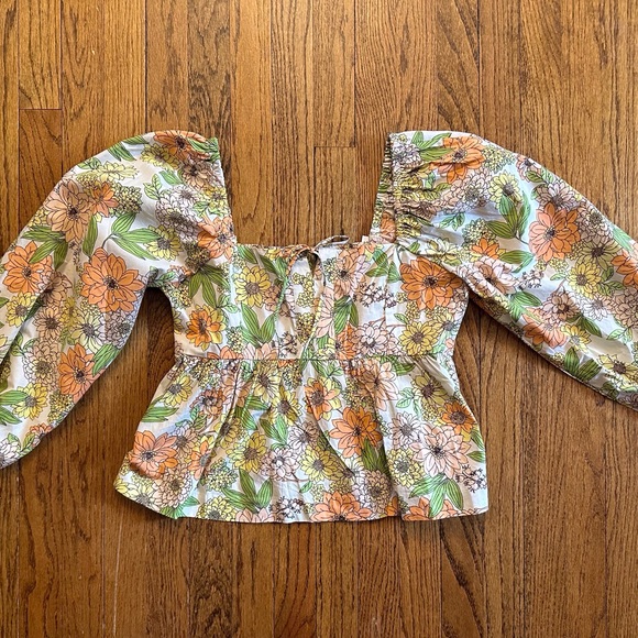 J.crew Square Neck Tie-Front Top in Zinnia floral size12 - Picture 6 of 8